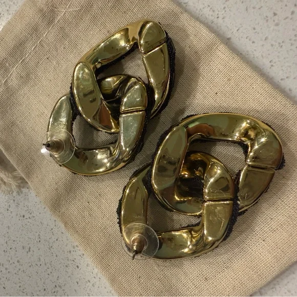 Anthropologie- Violet & Brooks Linked Drop Earrings - Black - Picture 3 of 8